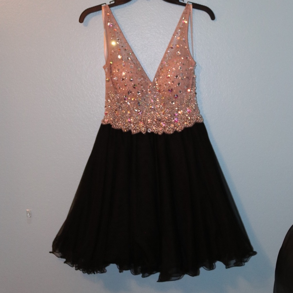 Blondie Nites Black and Tan Dress